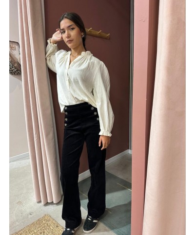 Pantalon à pont en velours...