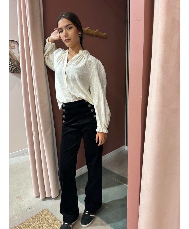 Pantalon à pont en velours Gabin