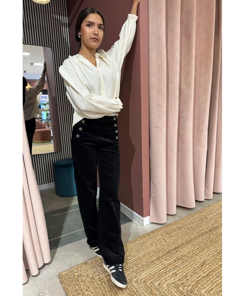 Pantalon à pont en velours Gabin