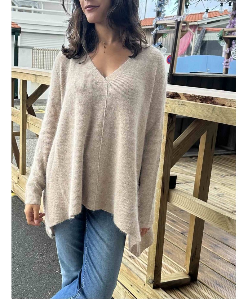 Pull oversize femme Peggy – Col V en...