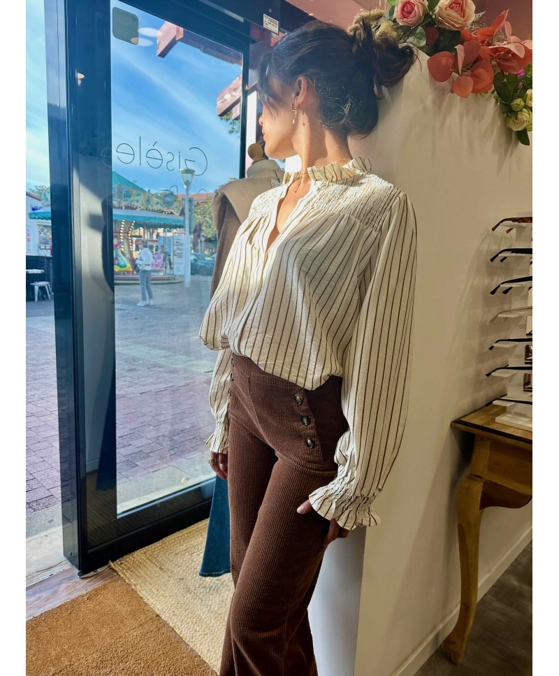 Pantalon à pont en velours Gabin