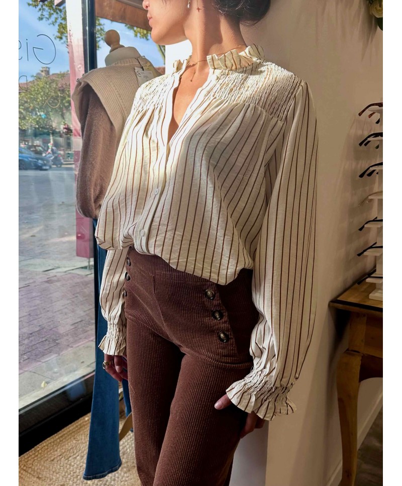 Pantalon à pont en velours Gabin