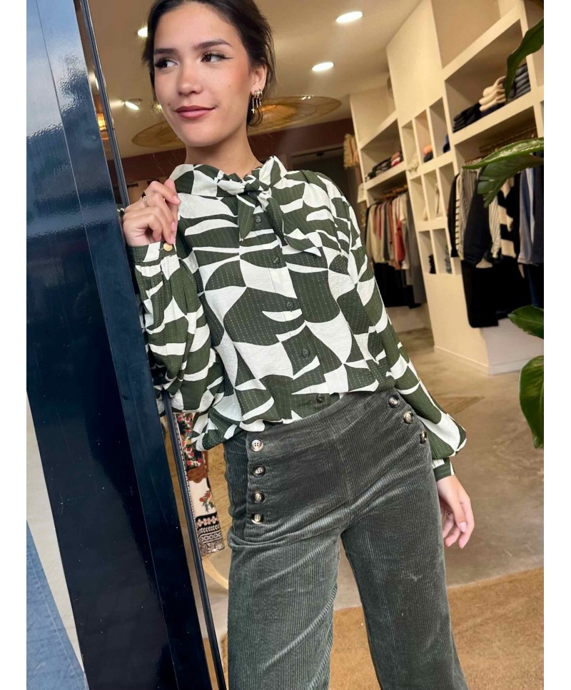 Pantalon à pont en velours Gabin