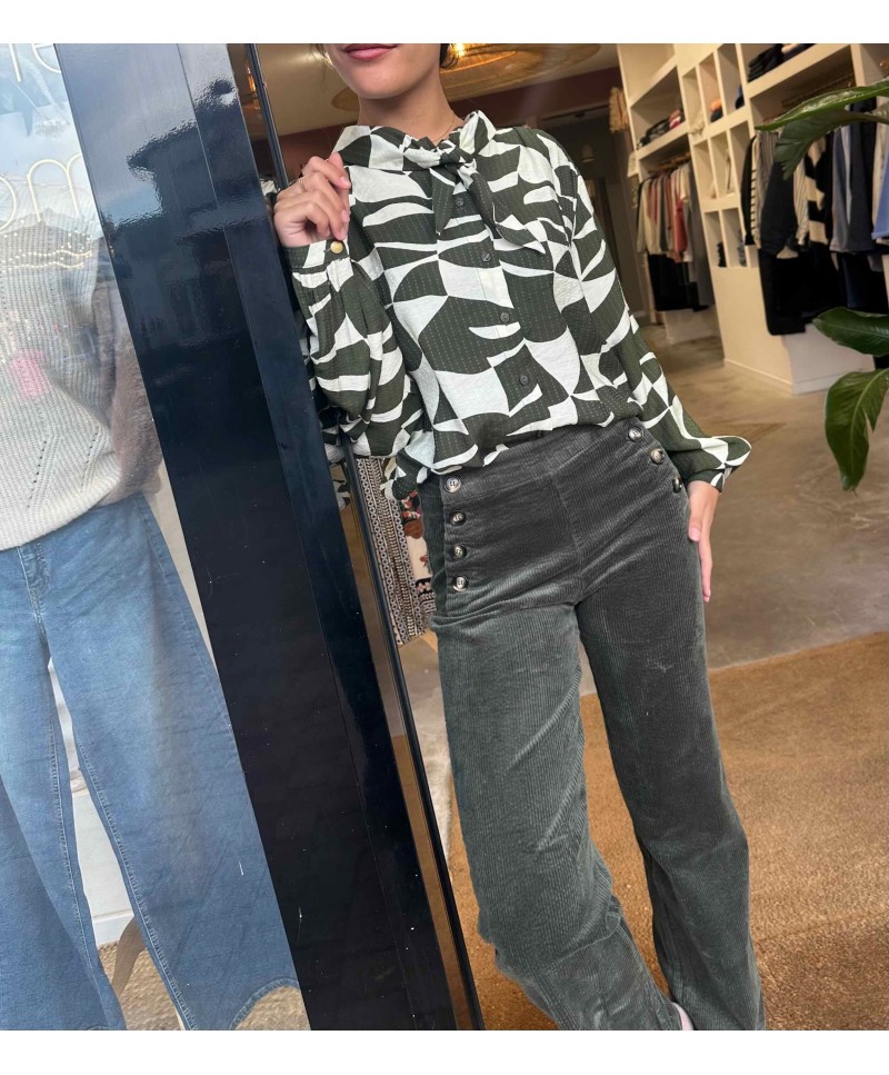 Pantalon à pont en velours Gabin