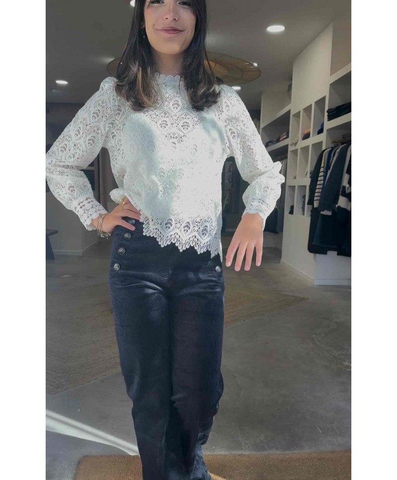 Pantalon à pont en velours Gabin