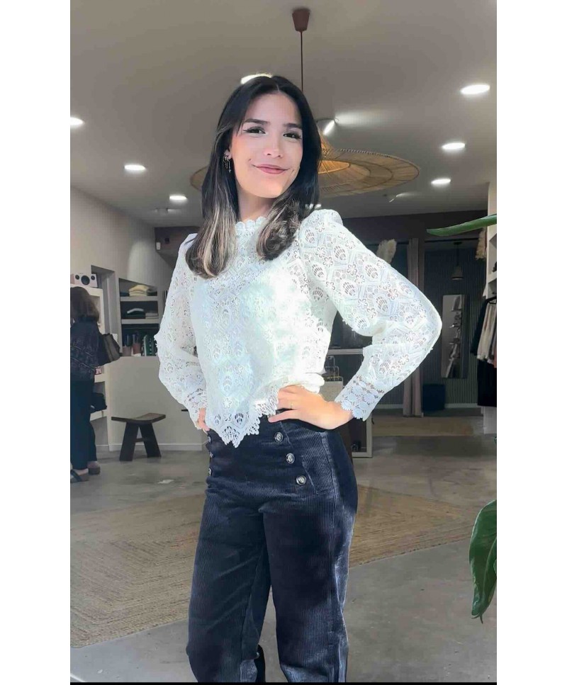 Pantalon à pont en velours Gabin