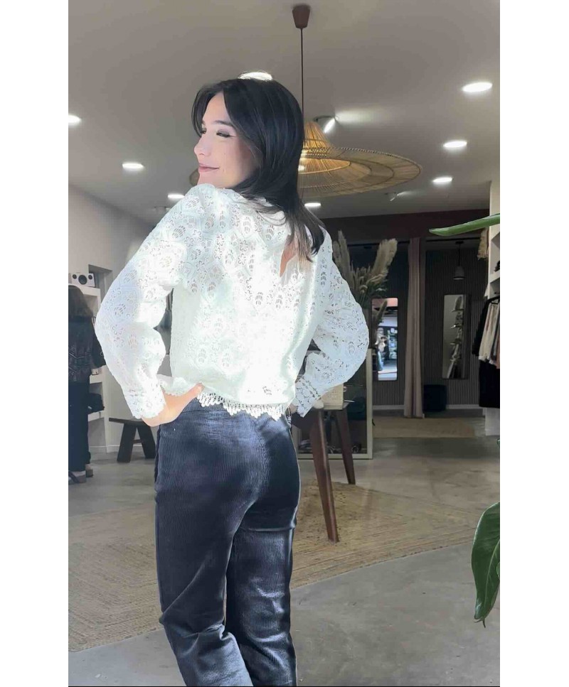 Pantalon à pont en velours Gabin